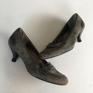 Franco Sarto‎ quilted suede loafers Kitten Heels Womens Size 7.5 Slip On
